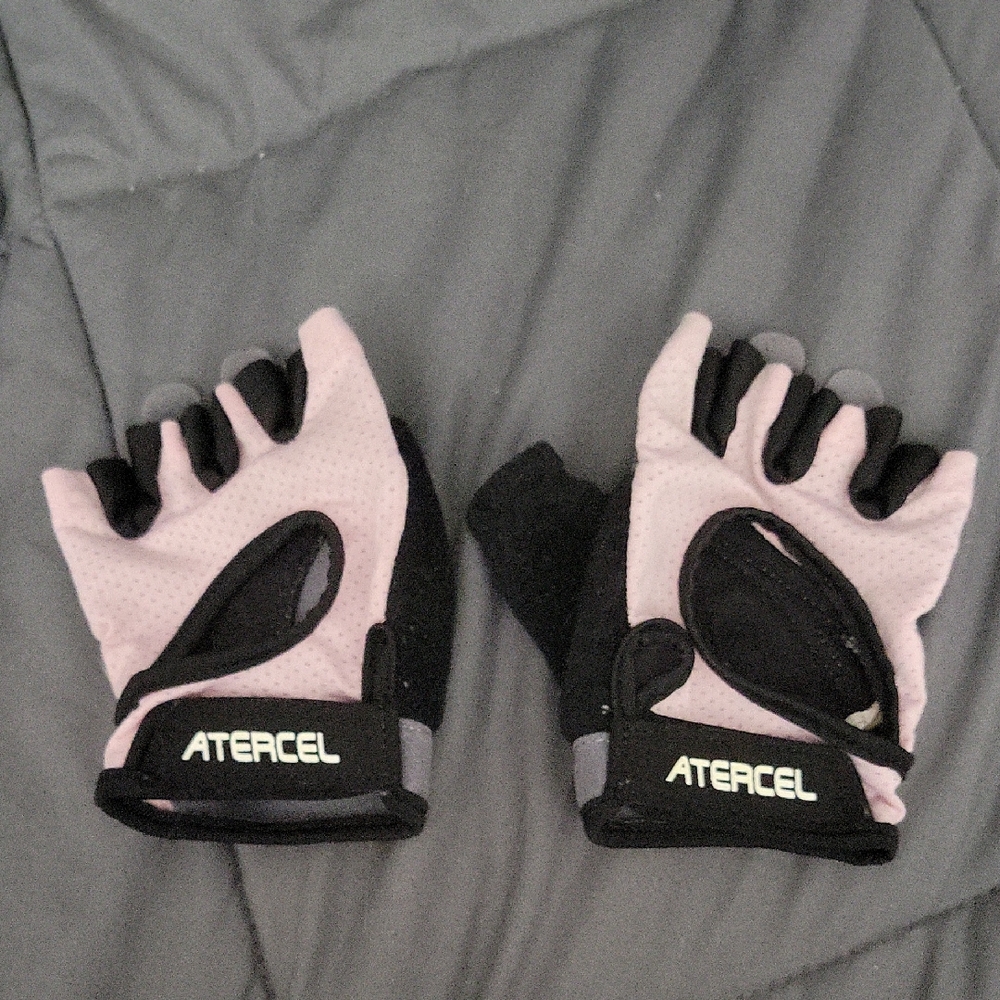 Pink and Black Women's Fingerless Gloves